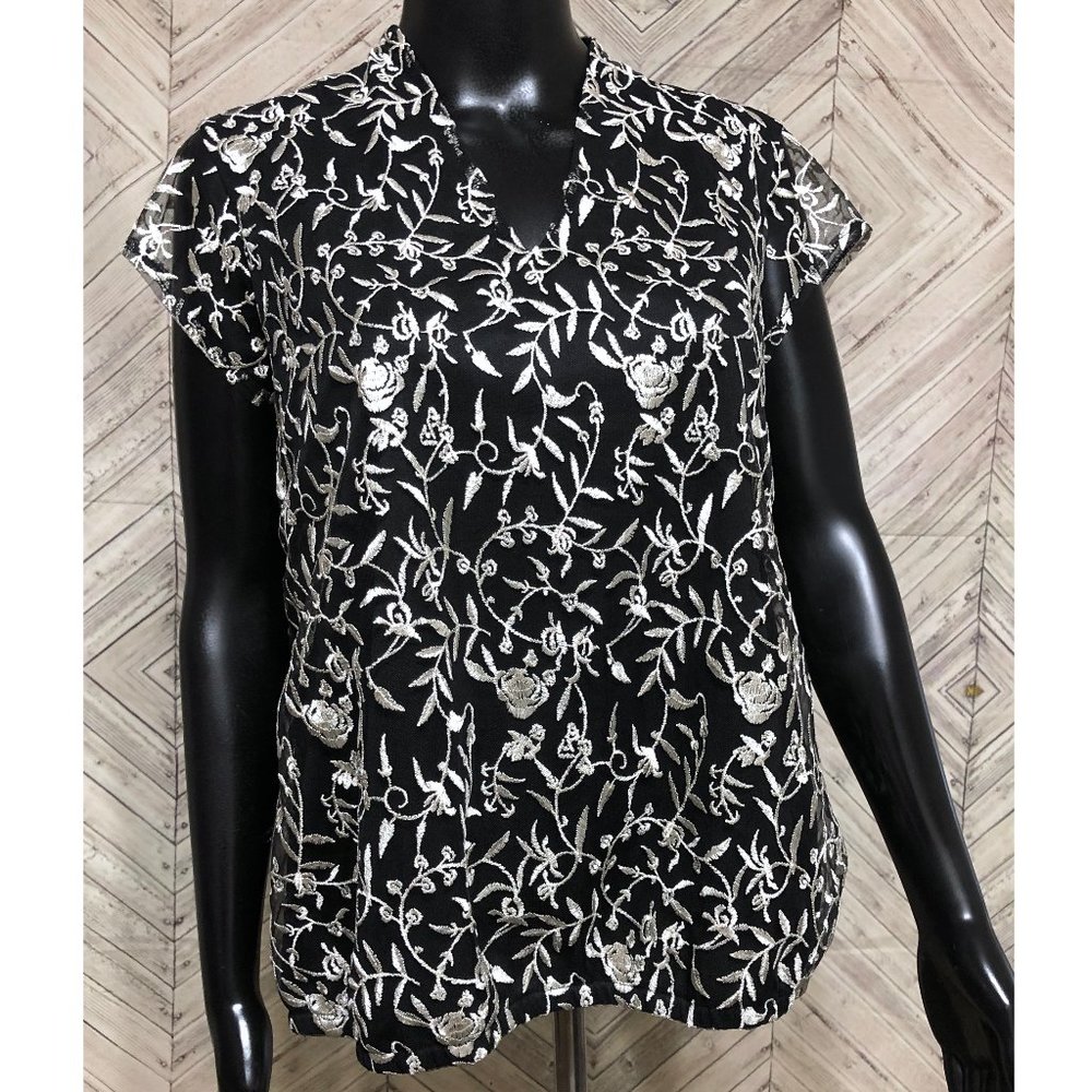 NWT liz claiborne M career floral vine embroidered